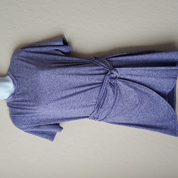 4/$30 **light blue and black heather pattern dress with cinch tie waist … - Picture 4 of 9
